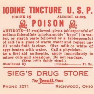 Iodine Tincture Sieg's Drug Store