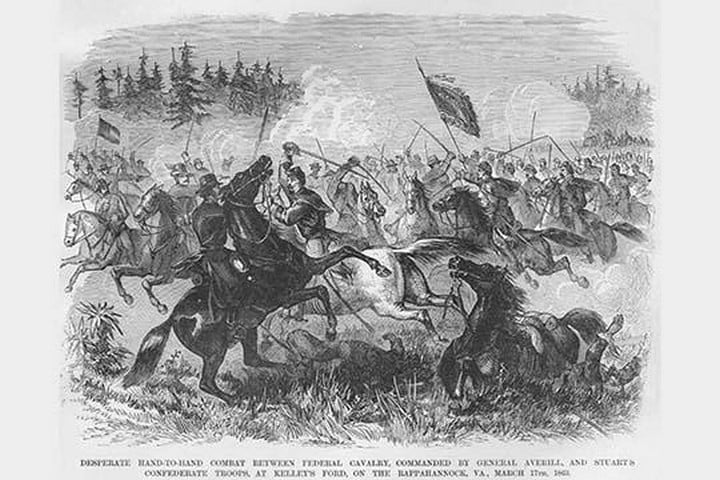 JEB Stuart & General Averill Battle at Kelly's Ford on the Rappahannock by Frank Leslie