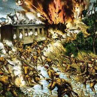 Japanese Attack Russian Communist forces at a train along the Amur River