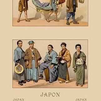 Japanese Civil Costumes and Transportation by Auguste Racinet