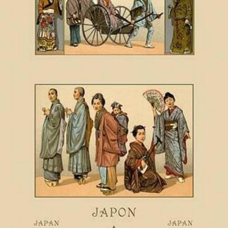 Japanese Civil Costumes and Transportation by Auguste Racinet