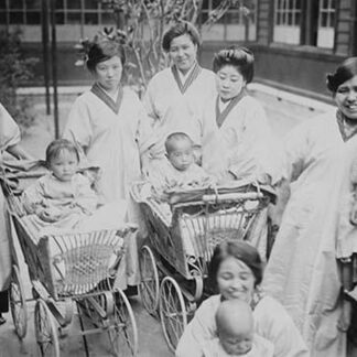 Japanese Mothers with Their Infants in Perambulators or Baby Carriages