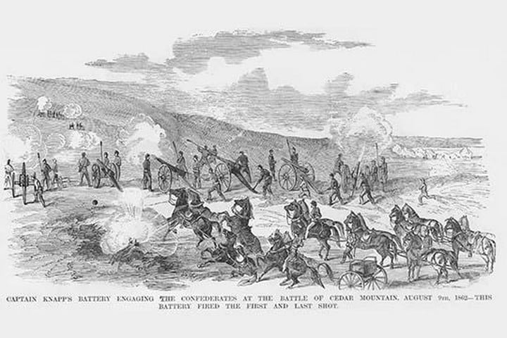 Knapp's Battery at the Battle of Cedar Mountain by Frank Leslie