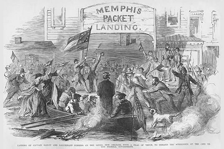 Levee at New Orleans with Flag of Truce Demanding Surrender by Frank Leslie