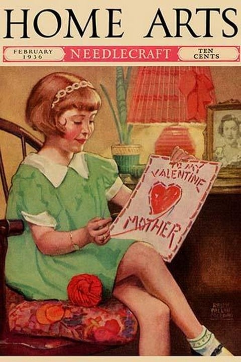 Little Girl Sews a Valentine by Ralph Pallen Coleman