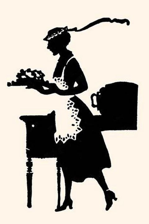 Maid Brings a Serving Plate of Hot Food to the Dining Room by Maxfield Parrish