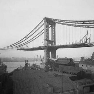 Manhattan Suspension Bridge under Construction as viewed from Brooklyn