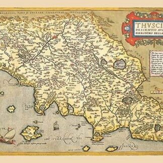 Map of Italian Coast above Rome by Abraham Ortelius