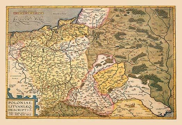 Map of Poland and Eastern Europe by Abraham Ortelius