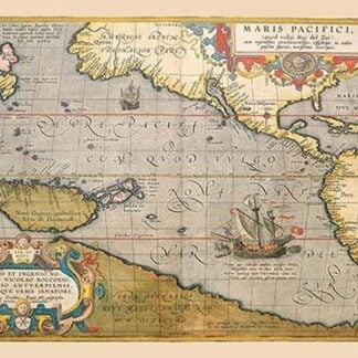 Map of the Pacific Ocean by Abraham Ortelius