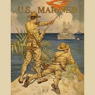 Marines Signaling from Shore to Ships at Sea by J.C. Leyendecker