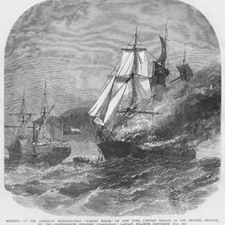 Merchantman 'Harvey Birch' burned in the English Channel by Frank Leslie