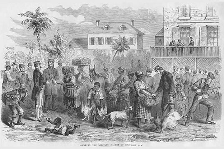 Military Market in Beaufort South Carolina by Frank Leslie