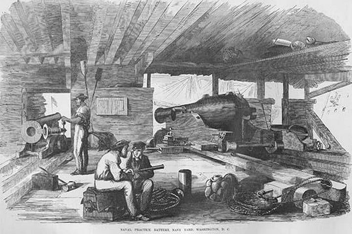 Naval Practice at Battery Yard in DC by Frank Leslie