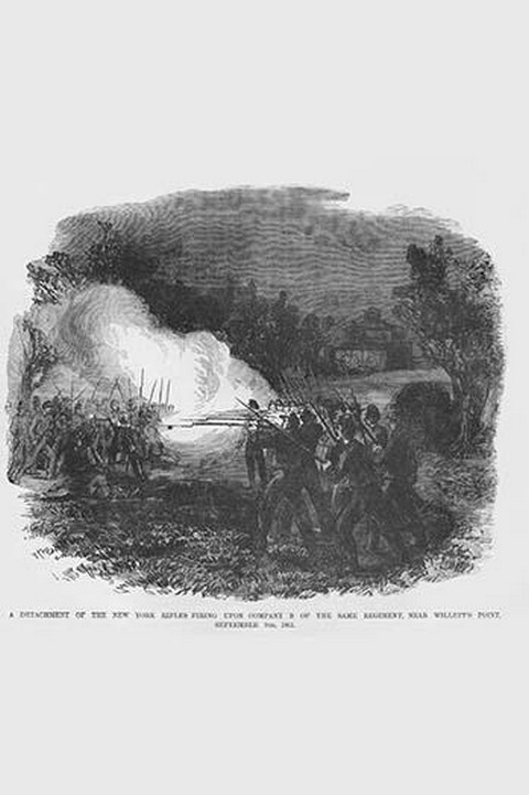 New York Rifles hunt and kill deserters at Willet's Point by Frank Leslie