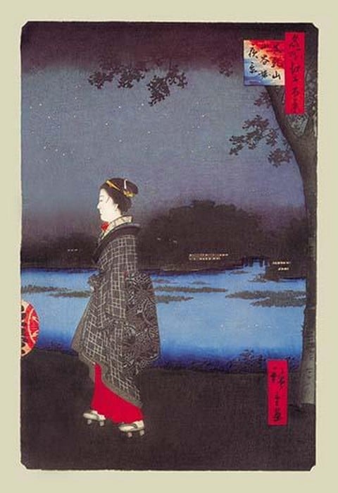 Night Scene of Matsuchi Hill and the Sanya Moat by Utagawa Hiroshige