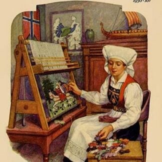 Norwegian girl Weaving A Tapestry by Needlecraft Magazine