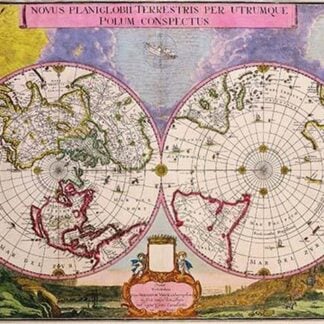 Novus Planiglobii Terrestris Per Utrumque Polum Conspectus; Stereographic Map of the World by Joan Blaeu