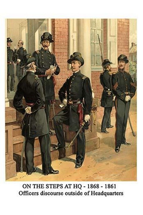 On The Steps At Hq - 1868 - 1861 - Officers Discourse Outside Of Headquarters By Henry Alexander Ogden