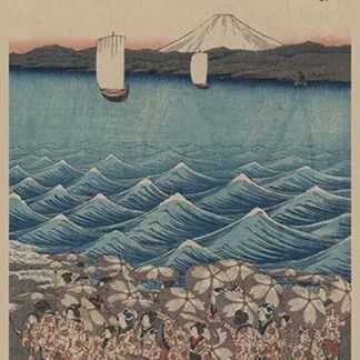 Opening Celebration of Benzaiten Shrine at Enoshima in Soshu. 'Soshu enoshima benzaiten kaicyo sankei gunshu no zu' by Utagawa Hiroshige #3