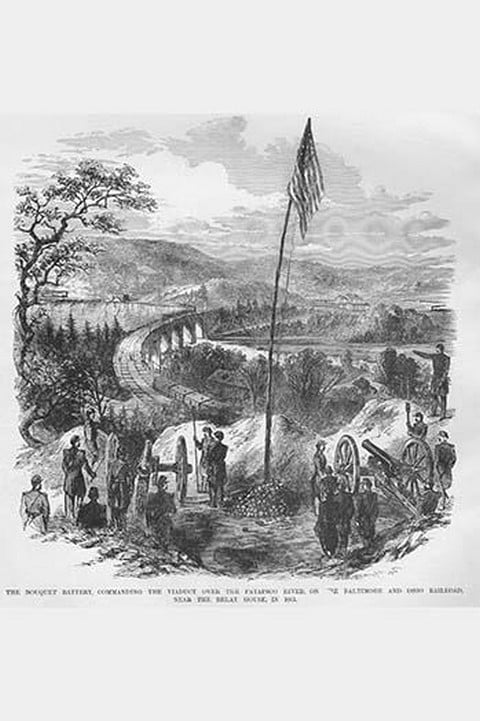 Patapsco River Battery overlooking the B&O Railway by Frank Leslie