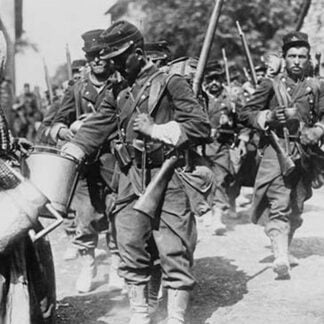 Peasant Woman Provides Water to Passing French Troops