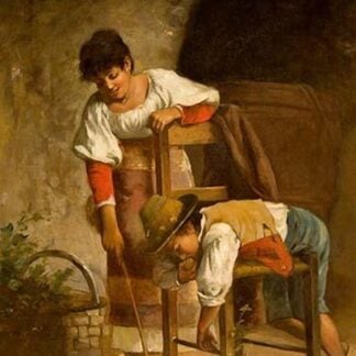 Peasants with a Cat by Carlo Valensi