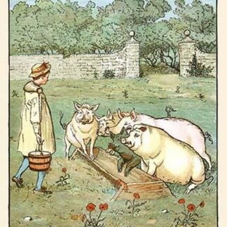 Pigs are fed in their trough by Randolph Caldecott