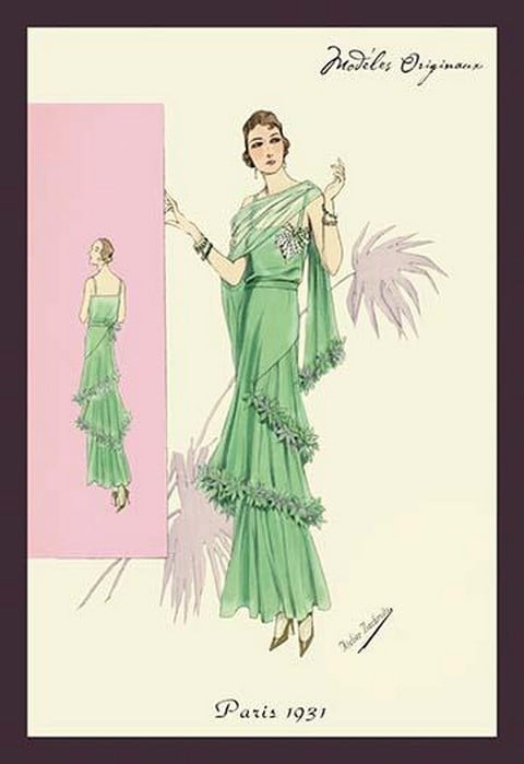 Playful Green Evening Gown by Atelier Bachwitz
