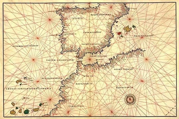 Portolan or Navigational Map of the Spain
