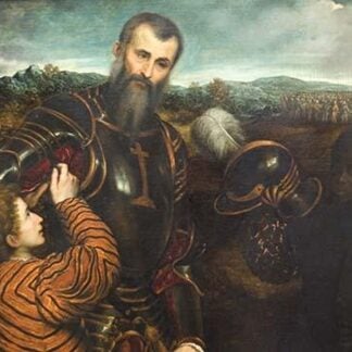 Portrait of a Man in Armor with Two Pages by Parus Bordon