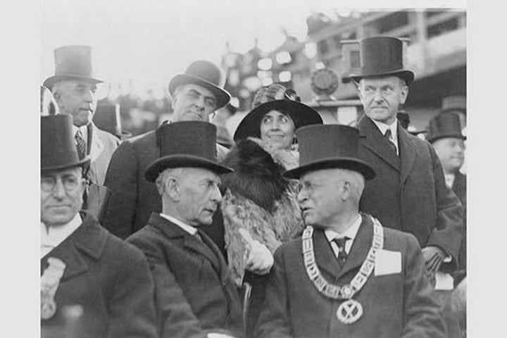 President and Mrs. Coolidge at the laying of the cornerstone of the George Washington Masonic National Memorial