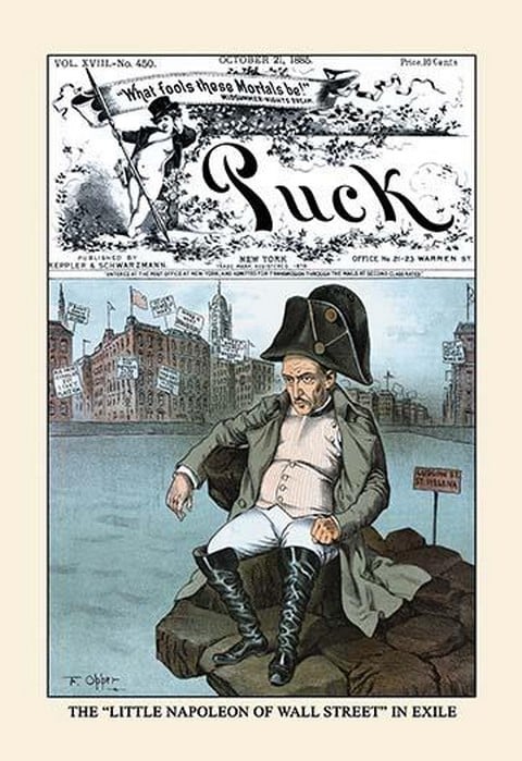 Puck Magazine: The 'Little Napoleon of Wall Street' in Exile by Frederick Burr Opper
