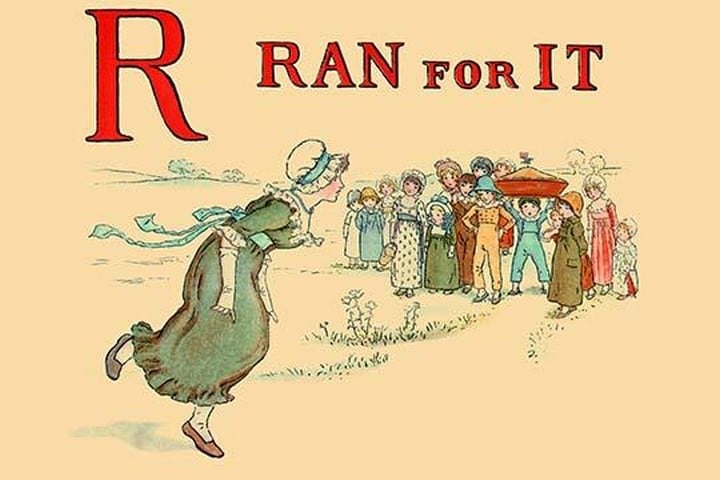 R - Ran for It by Kate Greenaway