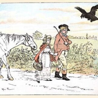 Raven laughs as the Farmer and his daughter able away bandaged by Randolph Caldecott
