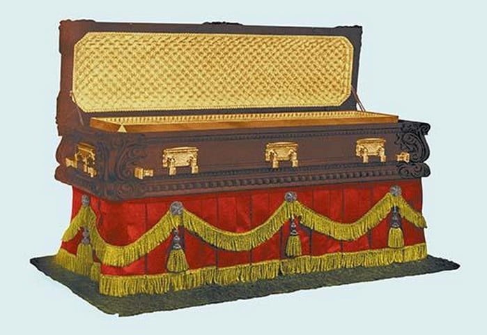 Red and Gold Fringed Coffin