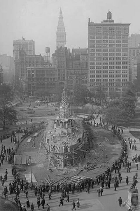Replica of a Battleship 'The Recruit' serves enlistments in Union Square
