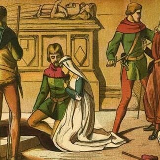 Robin Hood & Maid Marian beside a saint's tomb by Kronheim & Dalziels