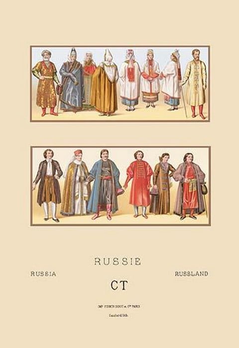 Russi Historical Figures and Popular Costumes by Auguste Racinet