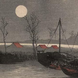SailBoats moored under the Moon. by Uehara Konen