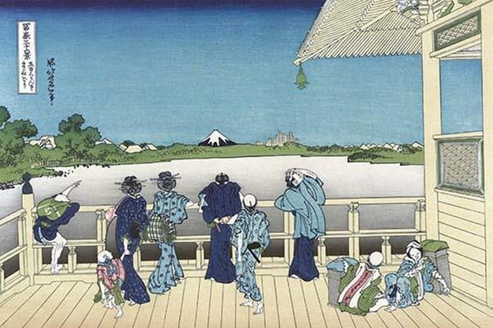 Sazai Hall - 500 Rakanji Temple by Katsushika Hokusai