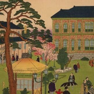 Second national industrial exhibition at Ueno Park (Ueno koen naikoku kangyo daini hakurankai bijitsukan narabini [shojo] funsuiki no zu) by Utagawa Hiroshige