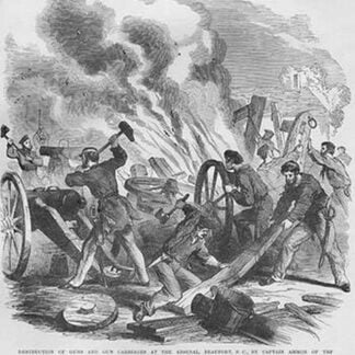 Seneca Crew destroys Gun Carriages at Beaufort Arsenal by Frank Leslie