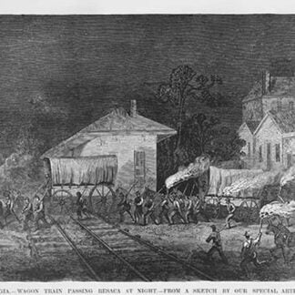 Sherman's Wagon Train passes through Resaca Georgia at Night by Frank Leslie