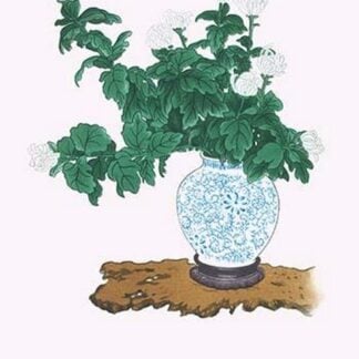 Shiragiku (White Chrysanthemum) in a Blue and White Tsubo by Josiah Conder #2