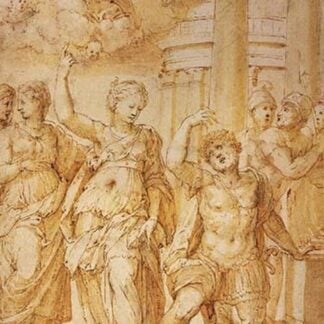 Sibylle announcing the birth of Christ to emperor Augustus by Riccio by Andrea Riccio