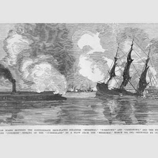 Sinking of the Cumberland at Hampton Roads by Confederate Ironclad by Frank Leslie