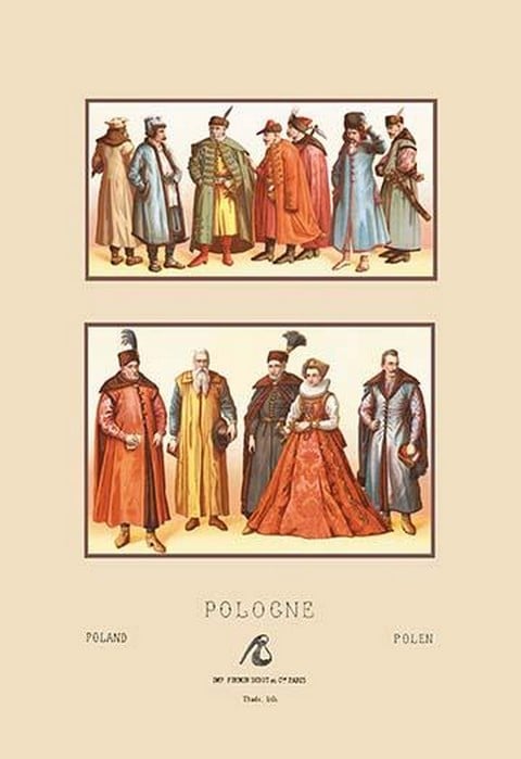 Sixteenth Century Fashions of the Polish Nobility by Auguste Racinet