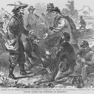 Soldiers come out of their trench to buy 'Yankee Notions' & supplies by Frank Leslie