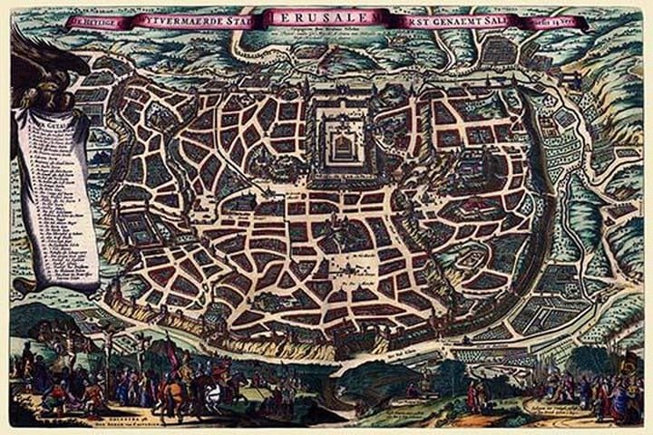 Solomon's Temple - Jerusalem by Braun Hogenberg